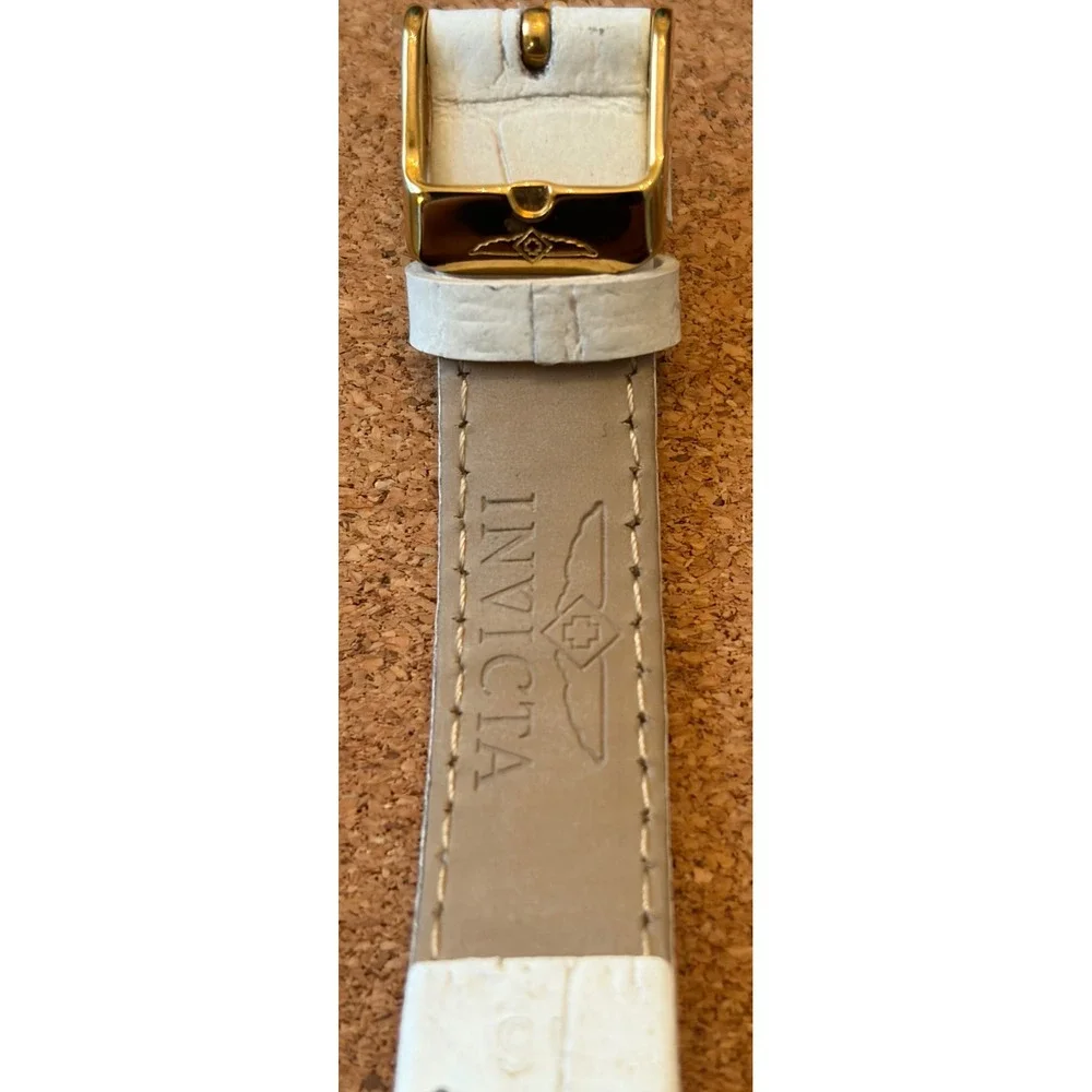 Invicta Wildflower 14892 Womens Gold Tone White Leather Watch Roman Numeral Dial